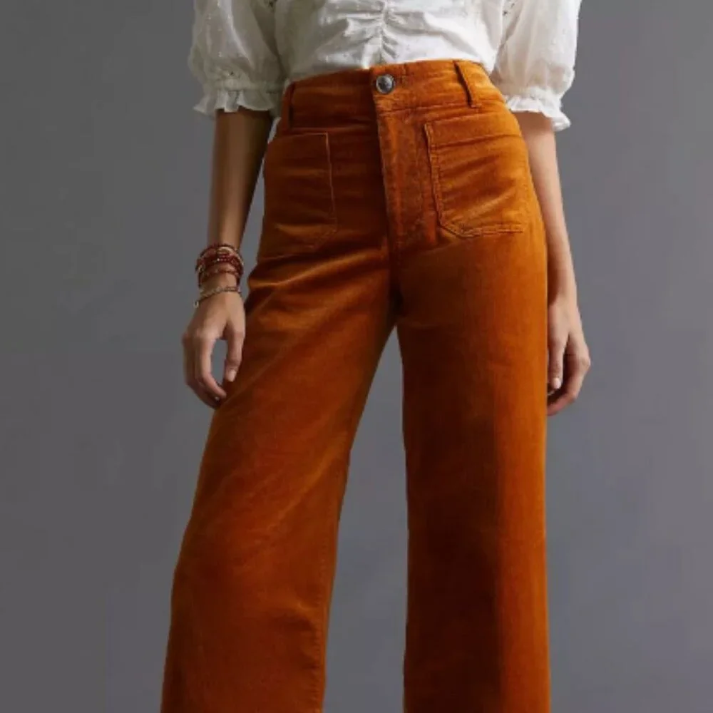 Anthropologie Maeve The Colette Corduroy Crop Wide-Leg Pants Size 25 - Picture 2 of 14